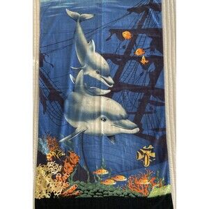 Vintage Dolphins Playing in Coral Reef ~ Colorful 29” X 54” Beach Towel